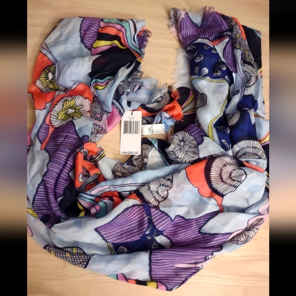 Vera Bradley Butterfly Quilt Print Pattern Soft Fabric Scarf Blue Artistic - Picture 4 of 6